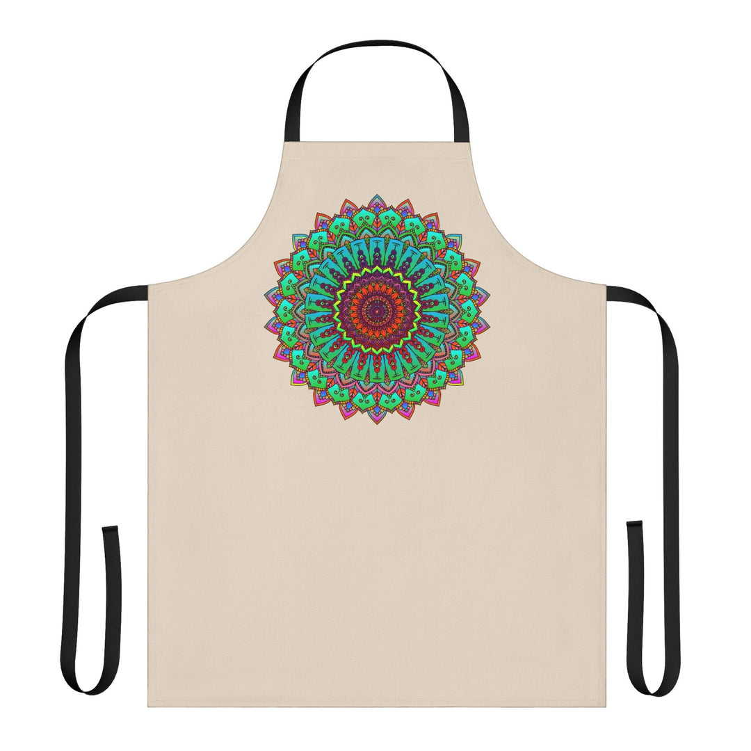 Mandala Art Apron - Beige - Hand Drawn All Over Prints - Blululi