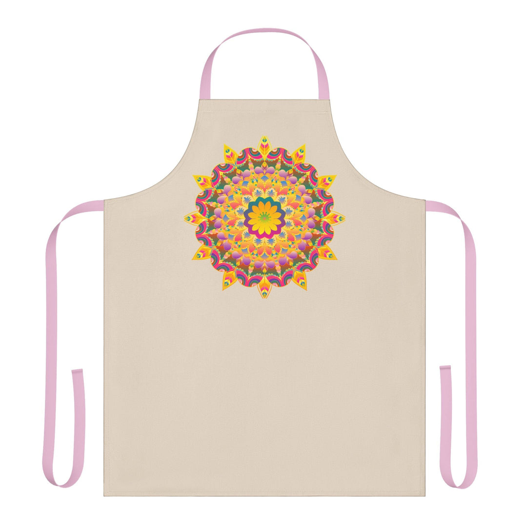 Mandala Art Apron - Beige - Hand Drawn All Over Prints - Blululi