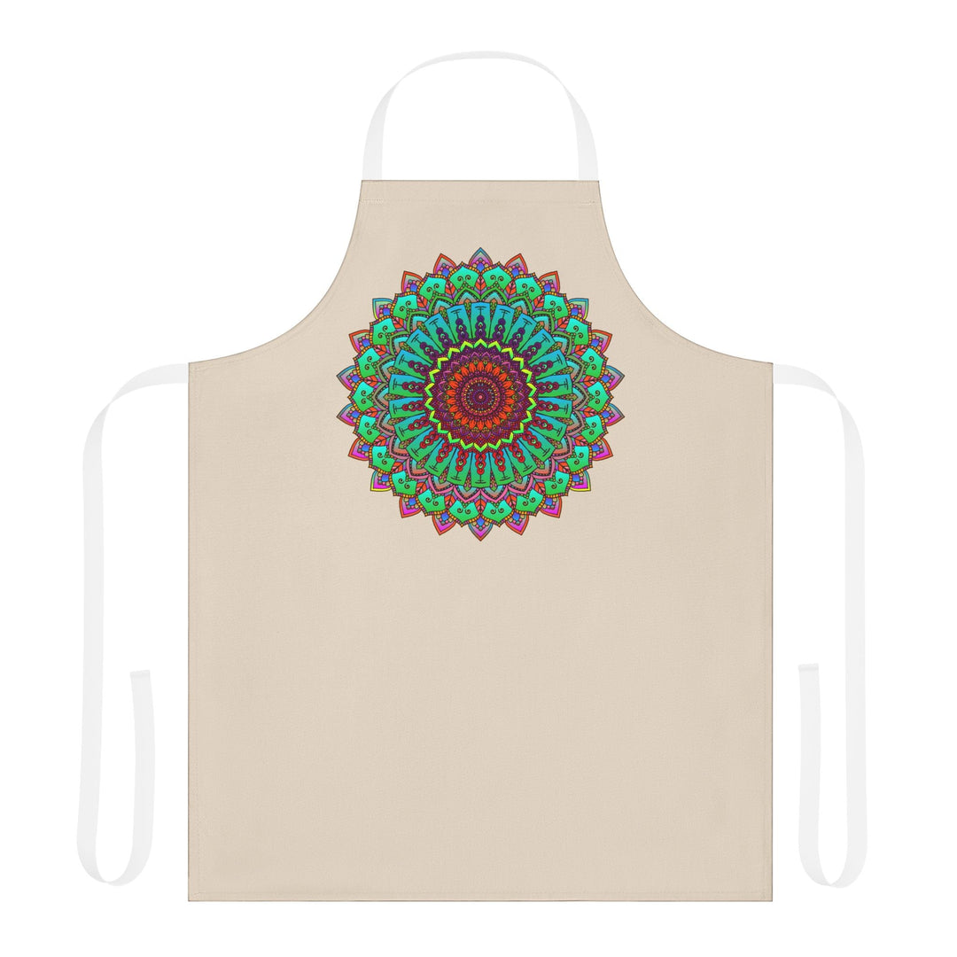 Mandala Art Apron - Beige - Hand Drawn All Over Prints - Blululi