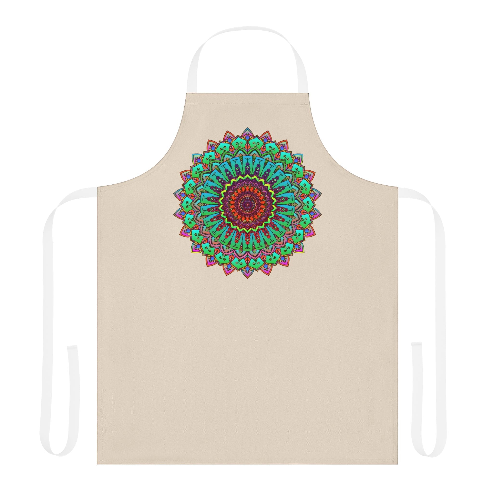 Mandala Art Apron - Beige - Hand Drawn All Over Prints - Blululi