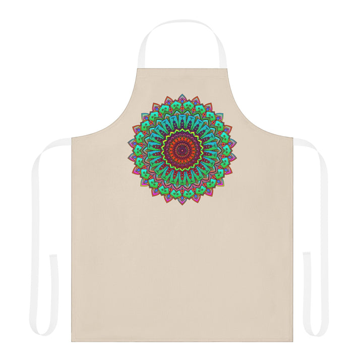 Mandala Art Apron - Beige - Hand Drawn All Over Prints - Blululi