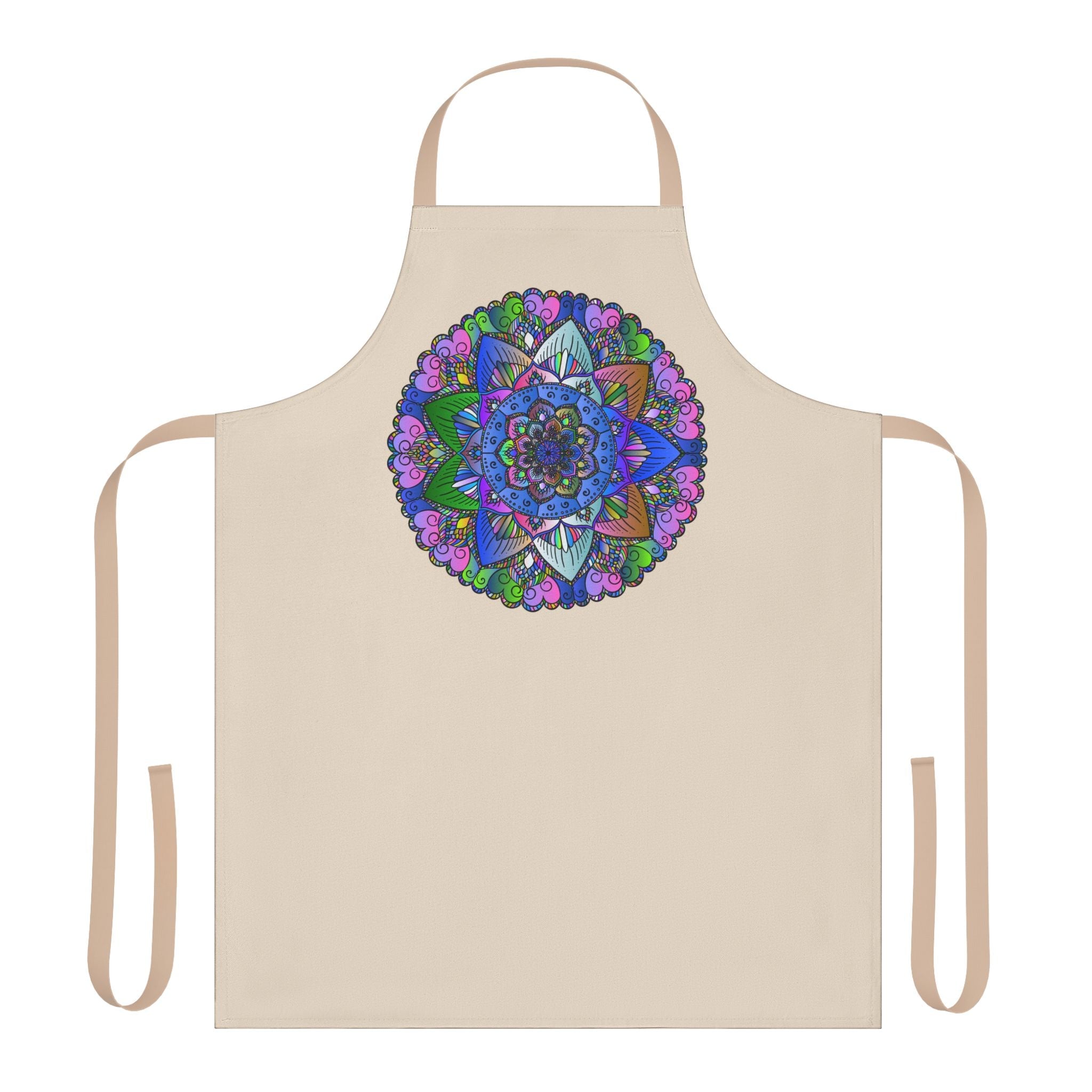 Mandala Art Apron - Beige, Hand - Drawn All Over Prints - Blululi