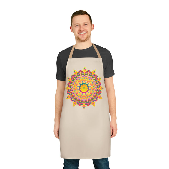 Mandala Art Apron - Beige - Hand Drawn All Over Prints - Blululi