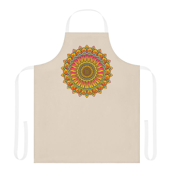 Mandala Art Apron - Beige - Hand Drawn All Over Prints - Blululi