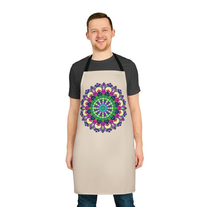 Mandala Art Apron - Beige Hand - Drawn All Over Prints - Blululi