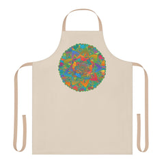 Mandala Art Apron - Beige Hand - Drawn Floral Design All Over Prints - Blululi