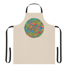 Mandala Art Apron - Beige Hand - Drawn Floral Design All Over Prints - Blululi