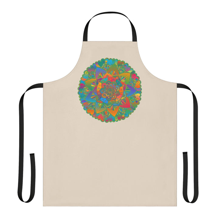 Mandala Art Apron - Beige Hand - Drawn Floral Design All Over Prints - Blululi