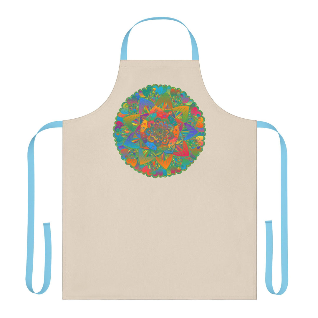 Mandala Art Apron - Beige Hand - Drawn Floral Design All Over Prints - Blululi