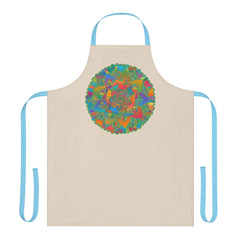 Mandala Art Apron - Beige Hand - Drawn Floral Design All Over Prints - Blululi