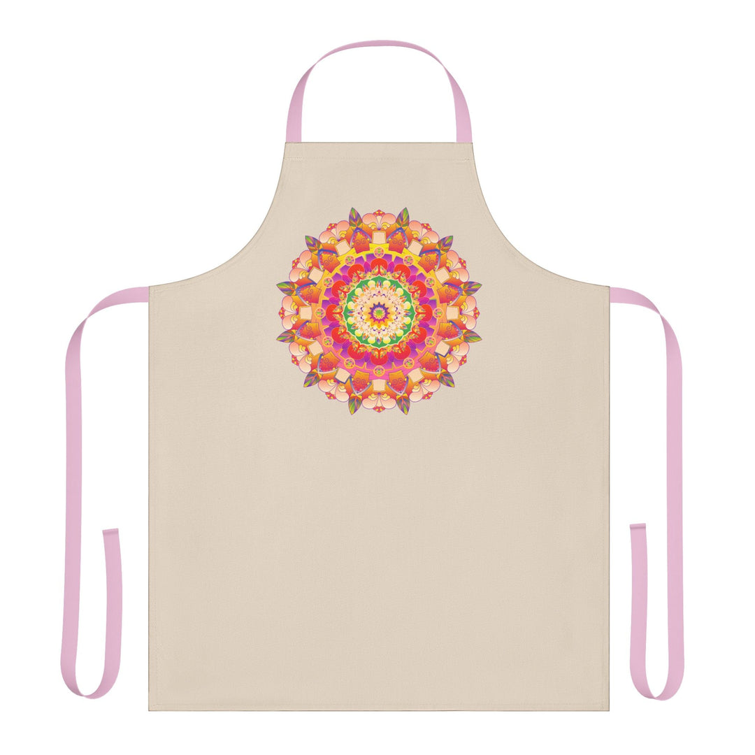 Mandala Art Apron - Beige with Colorful Design All Over Prints - Blululi