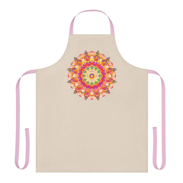 Mandala Art Apron - Beige with Colorful Design All Over Prints - Blululi