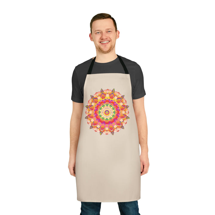 Mandala Art Apron - Beige with Colorful Design All Over Prints - Blululi