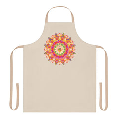 Mandala Art Apron - Beige with Colorful Design All Over Prints - Blululi
