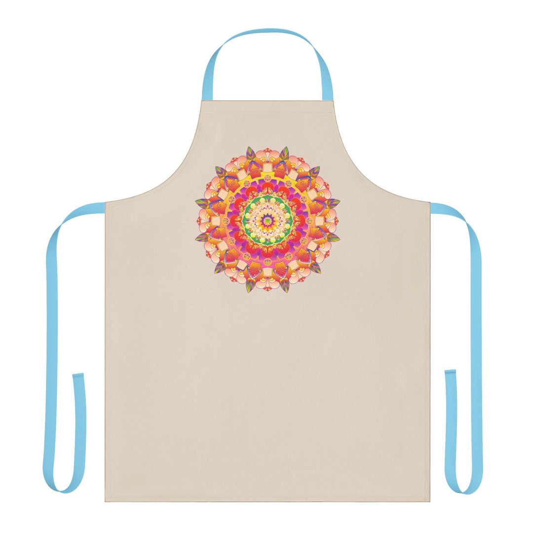 Mandala Art Apron - Beige with Colorful Design All Over Prints - Blululi