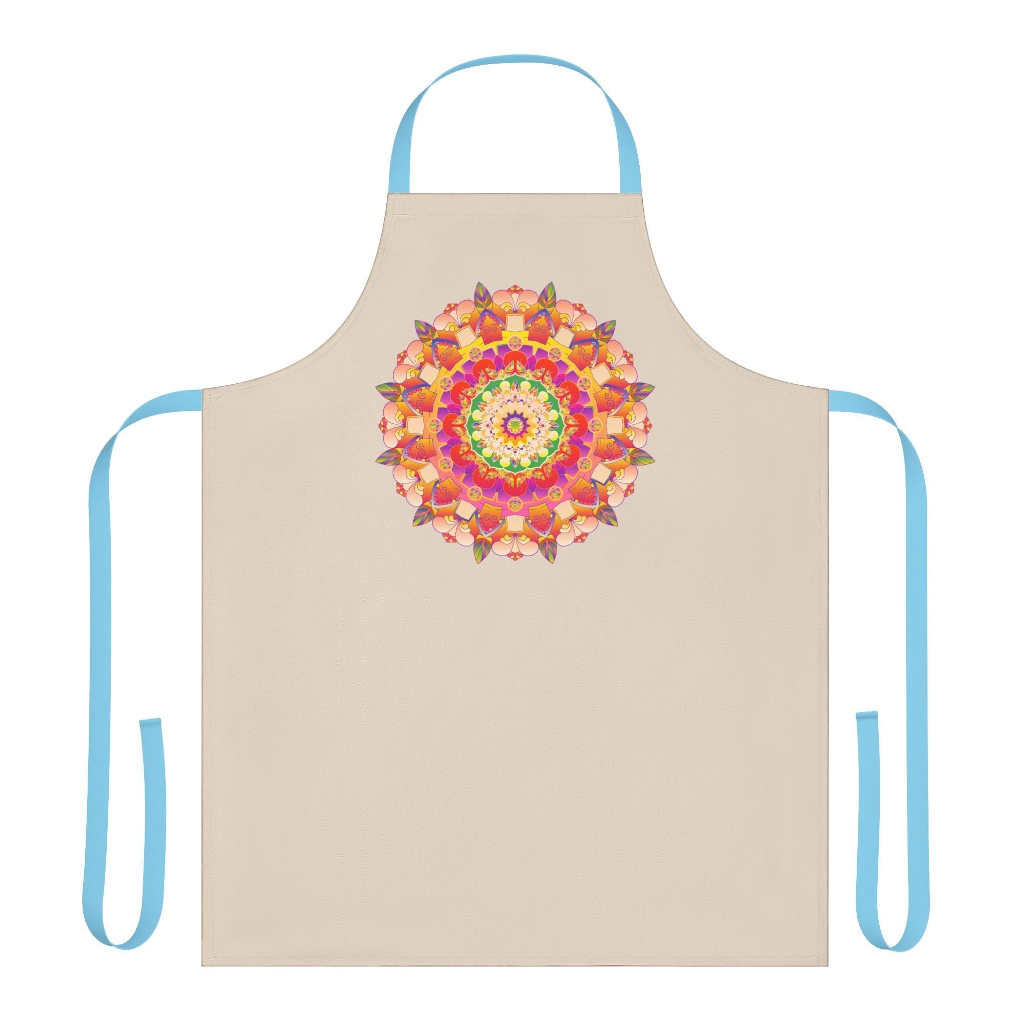 Mandala Art Apron - Beige with Colorful Design All Over Prints - Blululi