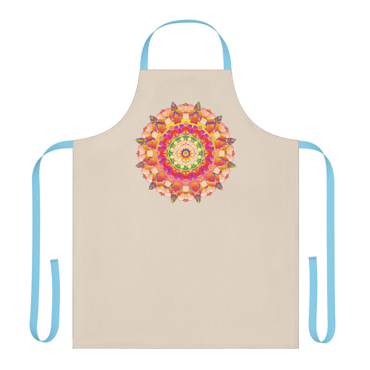 Mandala Art Apron - Beige with Colorful Design All Over Prints - Blululi