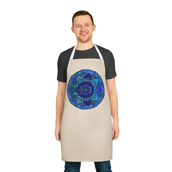 Mandala Art Apron - Blue & Purple Floral Design All Over Prints - Blululi