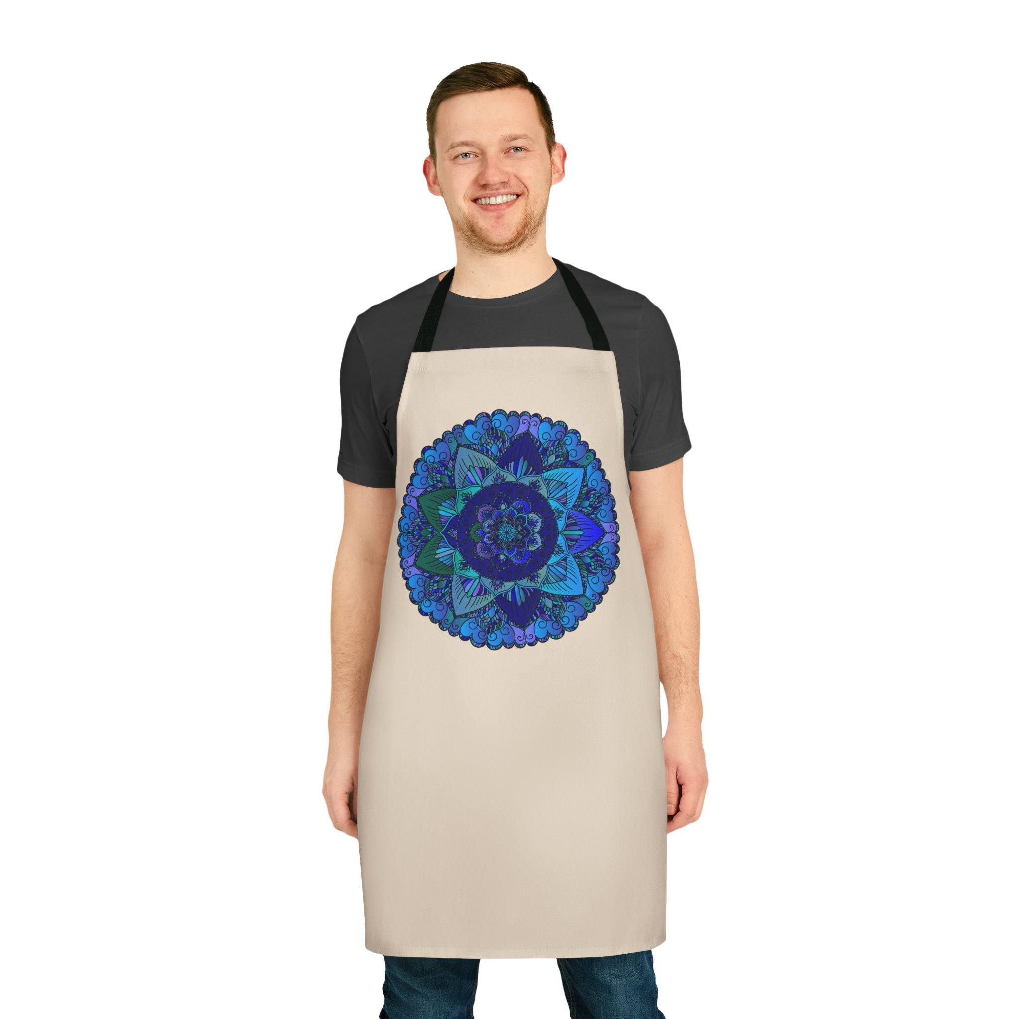 Mandala Art Apron - Blue & Purple Floral Design All Over Prints - Blululi