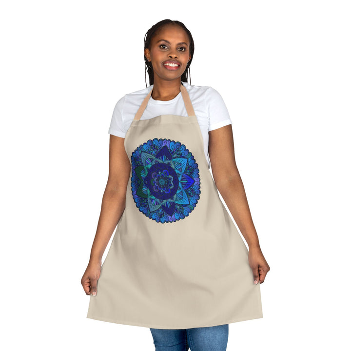 Mandala Art Apron - Blue & Purple Floral Design All Over Prints - Blululi