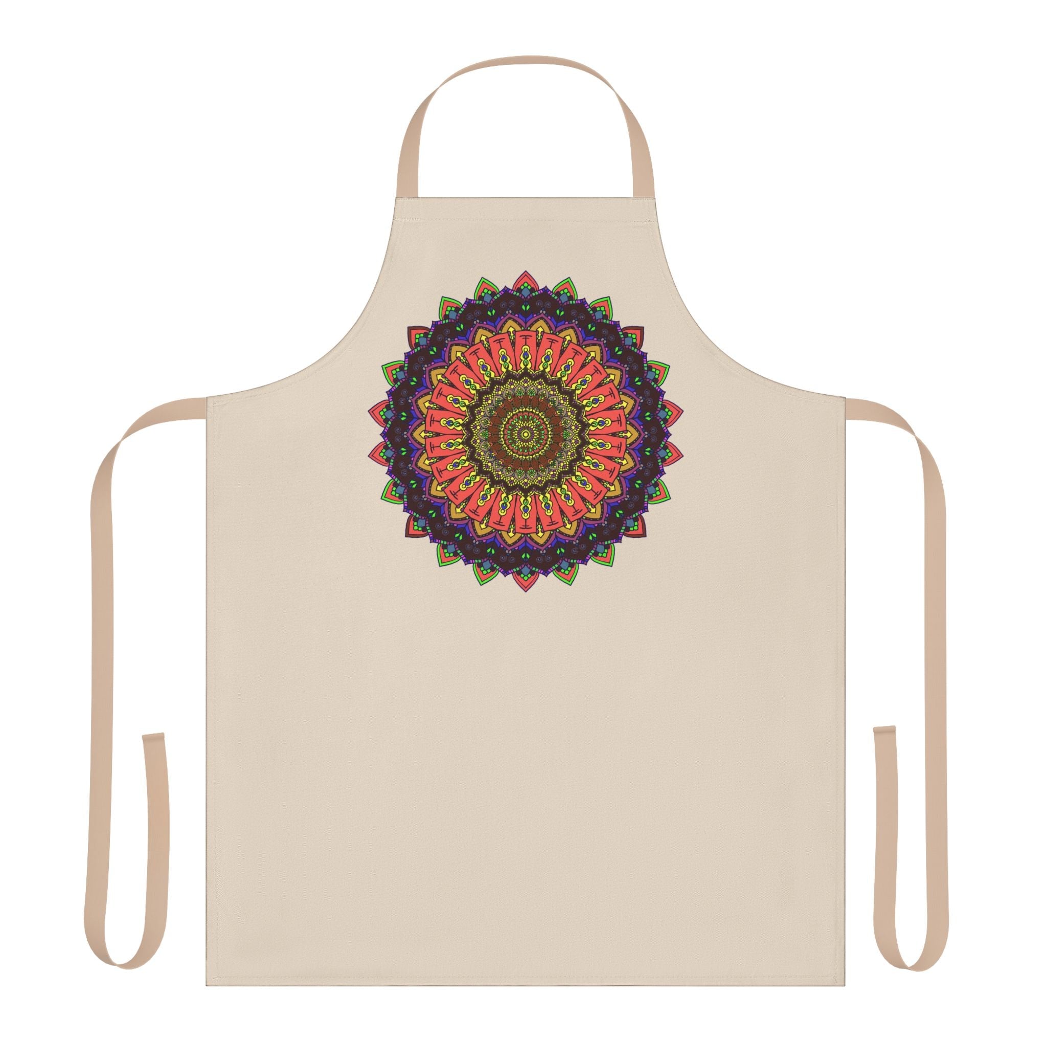 Mandala Art Apron - Hand Drawn Beige All Over Prints - Blululi