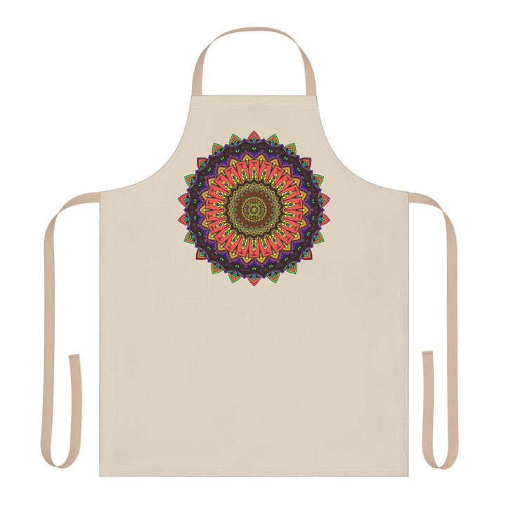 Mandala Art Apron - Hand Drawn Beige All Over Prints - Blululi