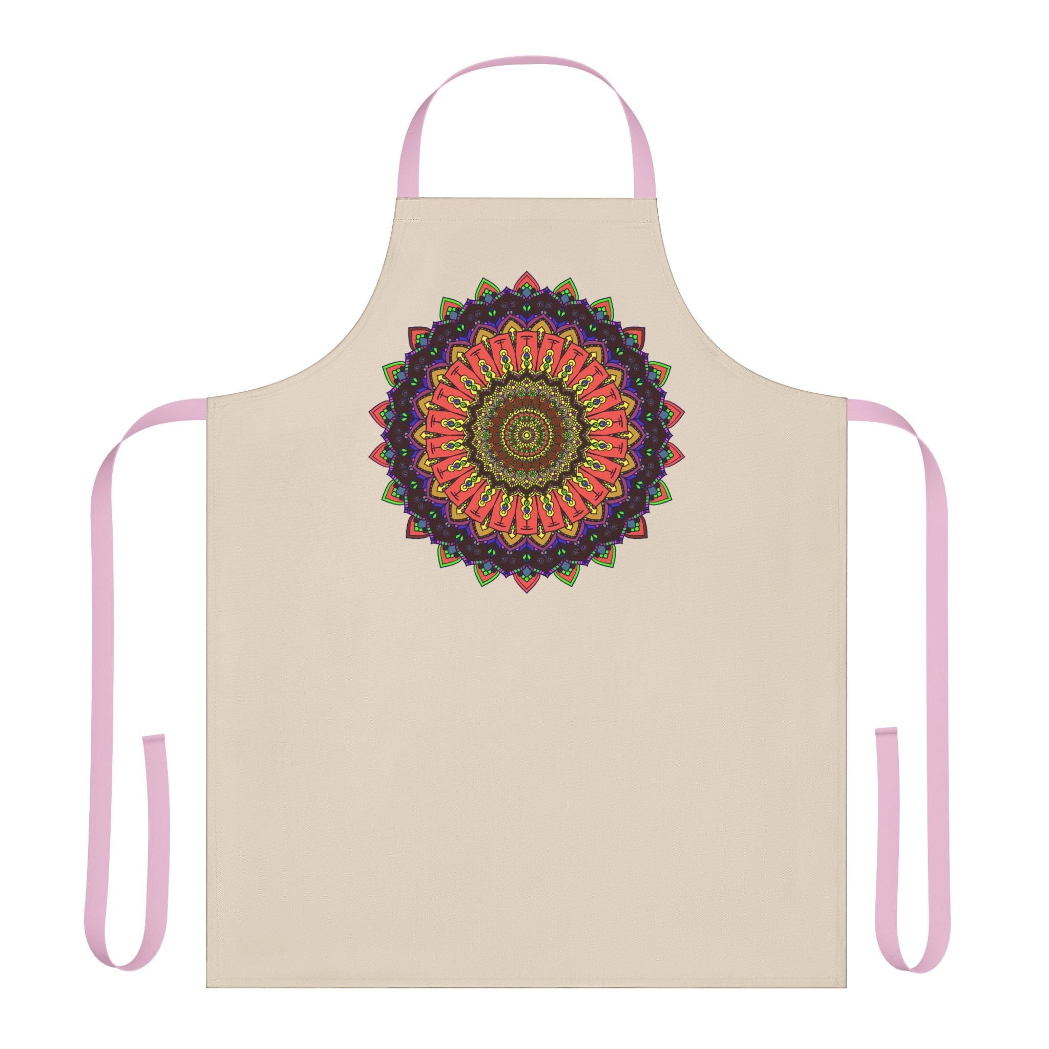 Mandala Art Apron - Hand Drawn Beige All Over Prints - Blululi