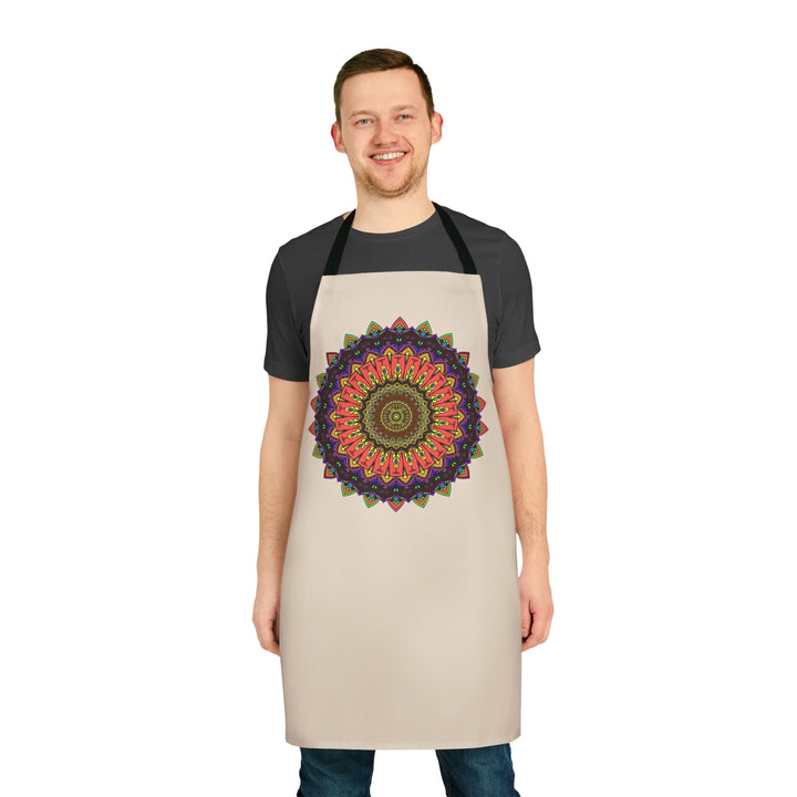 Mandala Art Apron - Hand Drawn Beige All Over Prints - Blululi