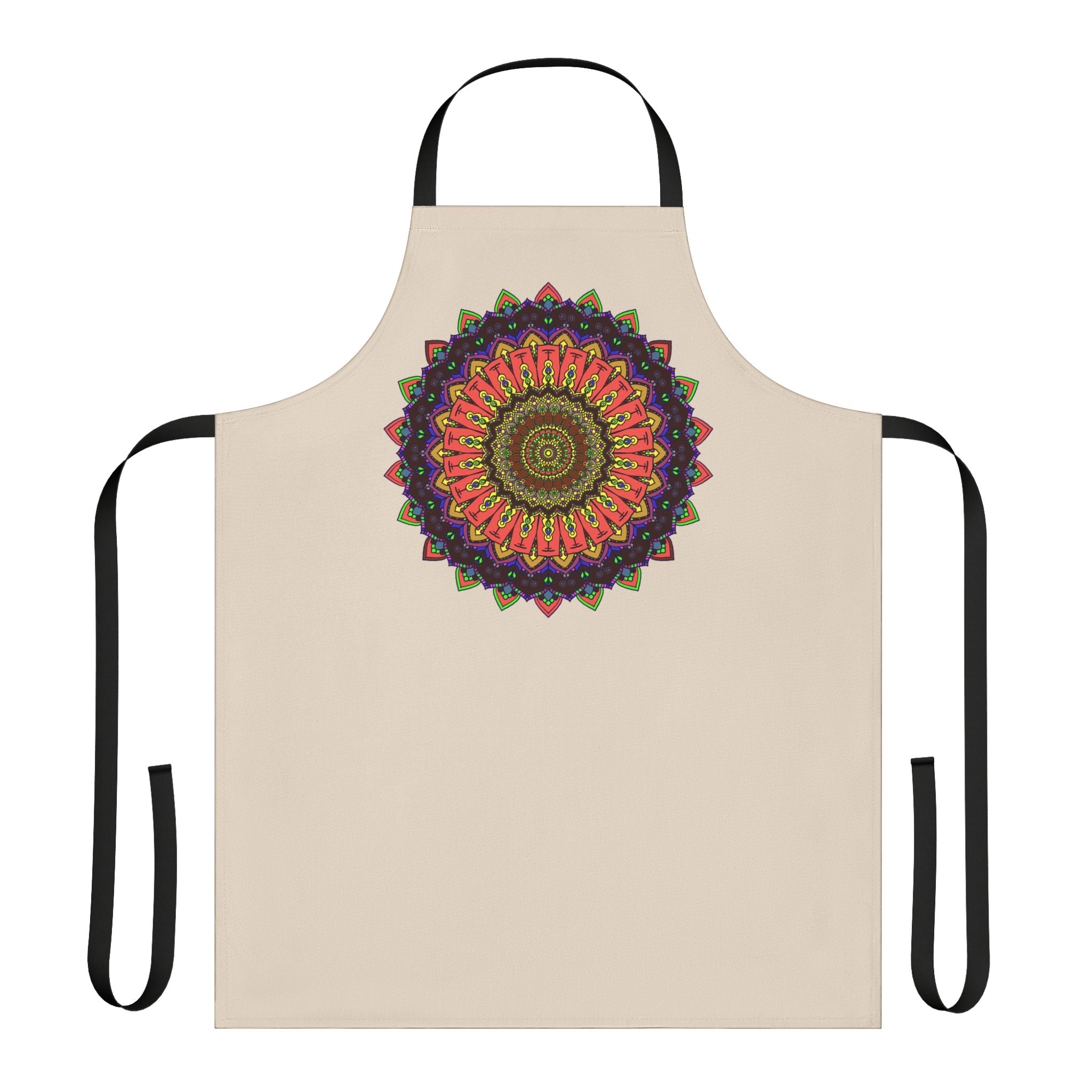 Mandala Art Apron - Hand Drawn Beige All Over Prints - Blululi