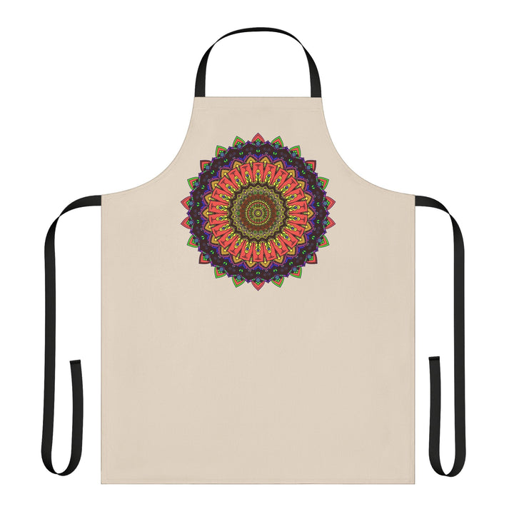 Mandala Art Apron - Hand Drawn Beige All Over Prints - Blululi