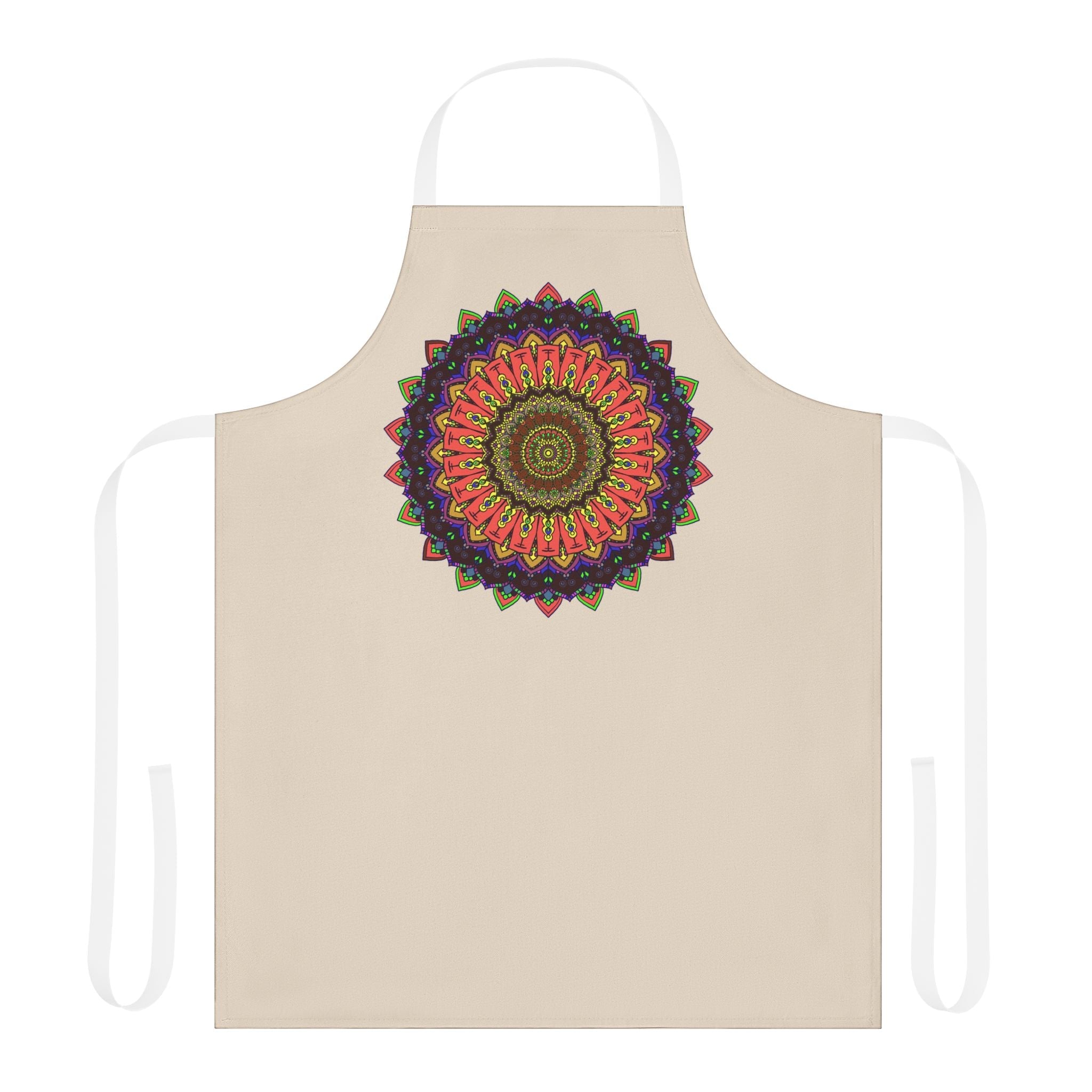 Mandala Art Apron - Hand Drawn Beige All Over Prints - Blululi