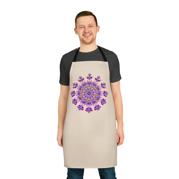 Mandala Art Apron - Hand Drawn Purple & Pink All Over Prints - Blululi