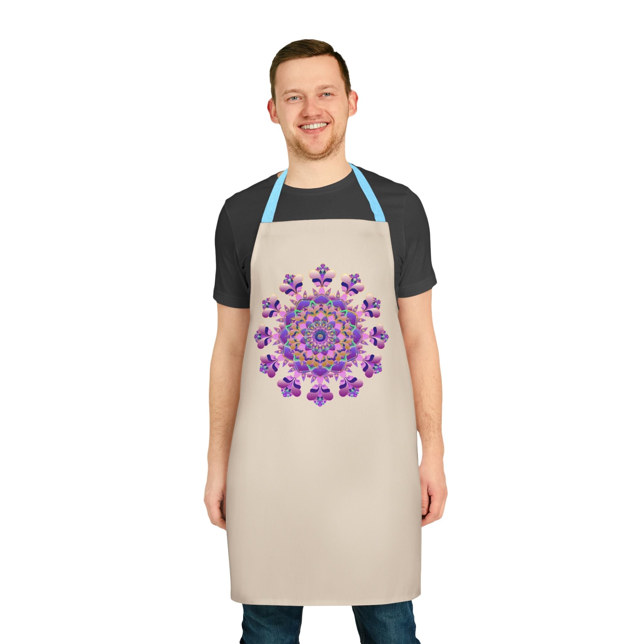 Mandala Art Apron - Hand Drawn Purple & Pink All Over Prints - Blululi