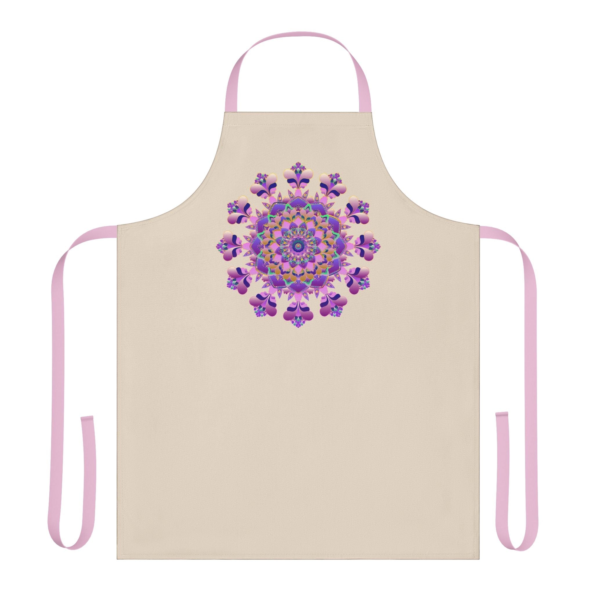 Mandala Art Apron - Hand Drawn Purple & Pink All Over Prints - Blululi