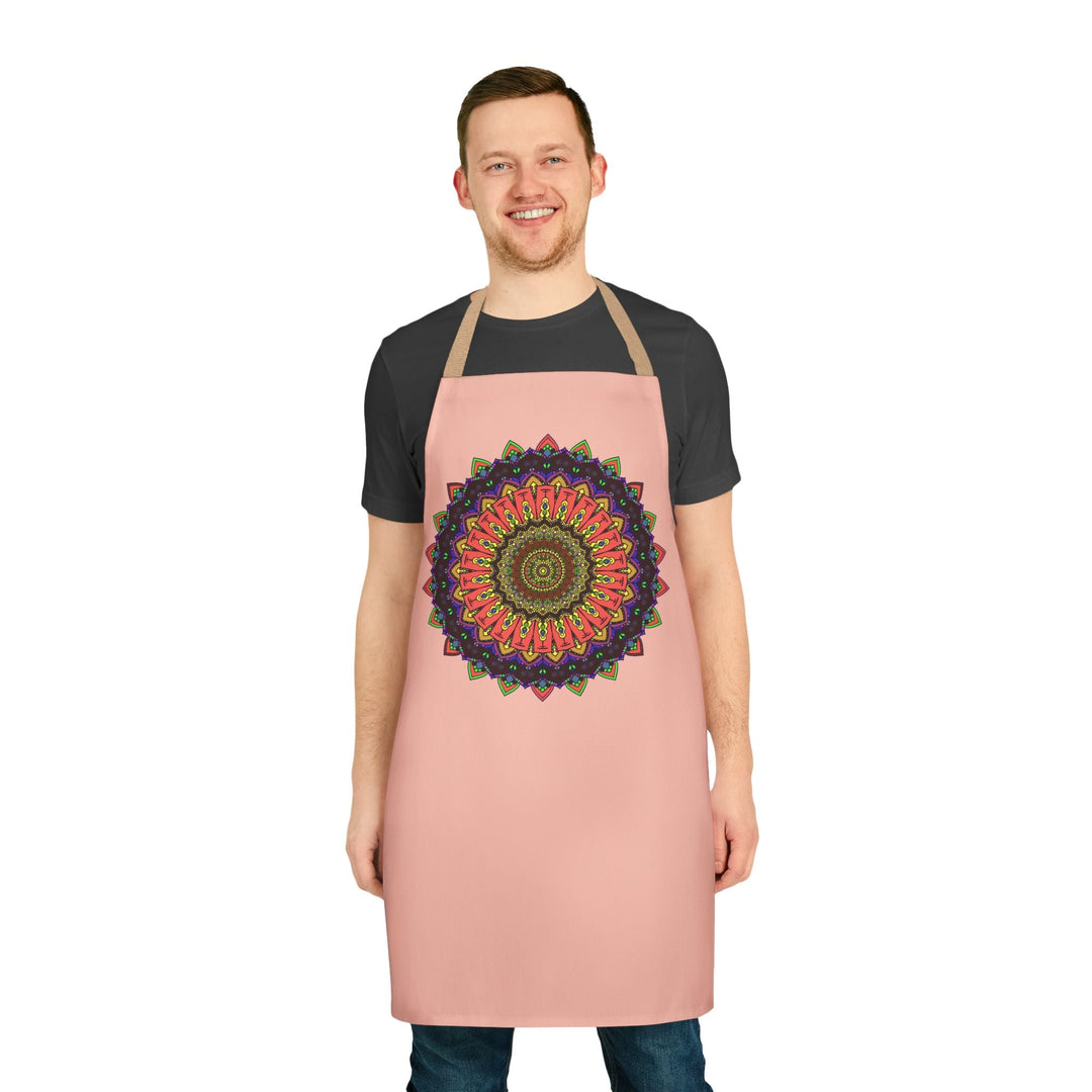 Mandala Art Apron - Peach & Black All Over Prints - Blululi