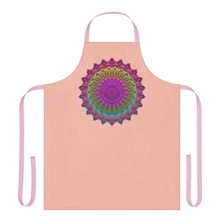 Mandala Art Apron - Peach & Black All Over Prints - Blululi