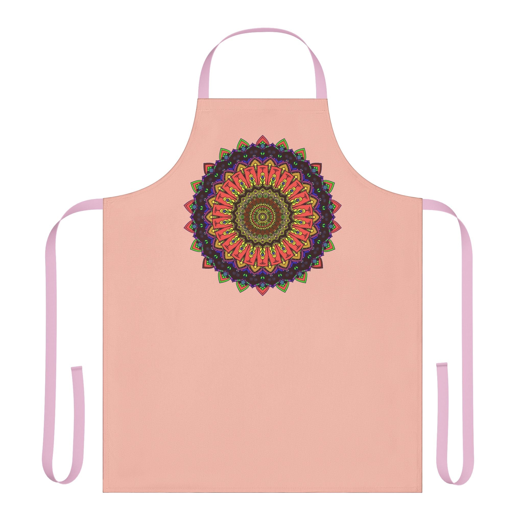 Mandala Art Apron - Peach & Black All Over Prints - Blululi