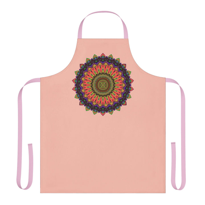 Mandala Art Apron - Peach & Black All Over Prints - Blululi