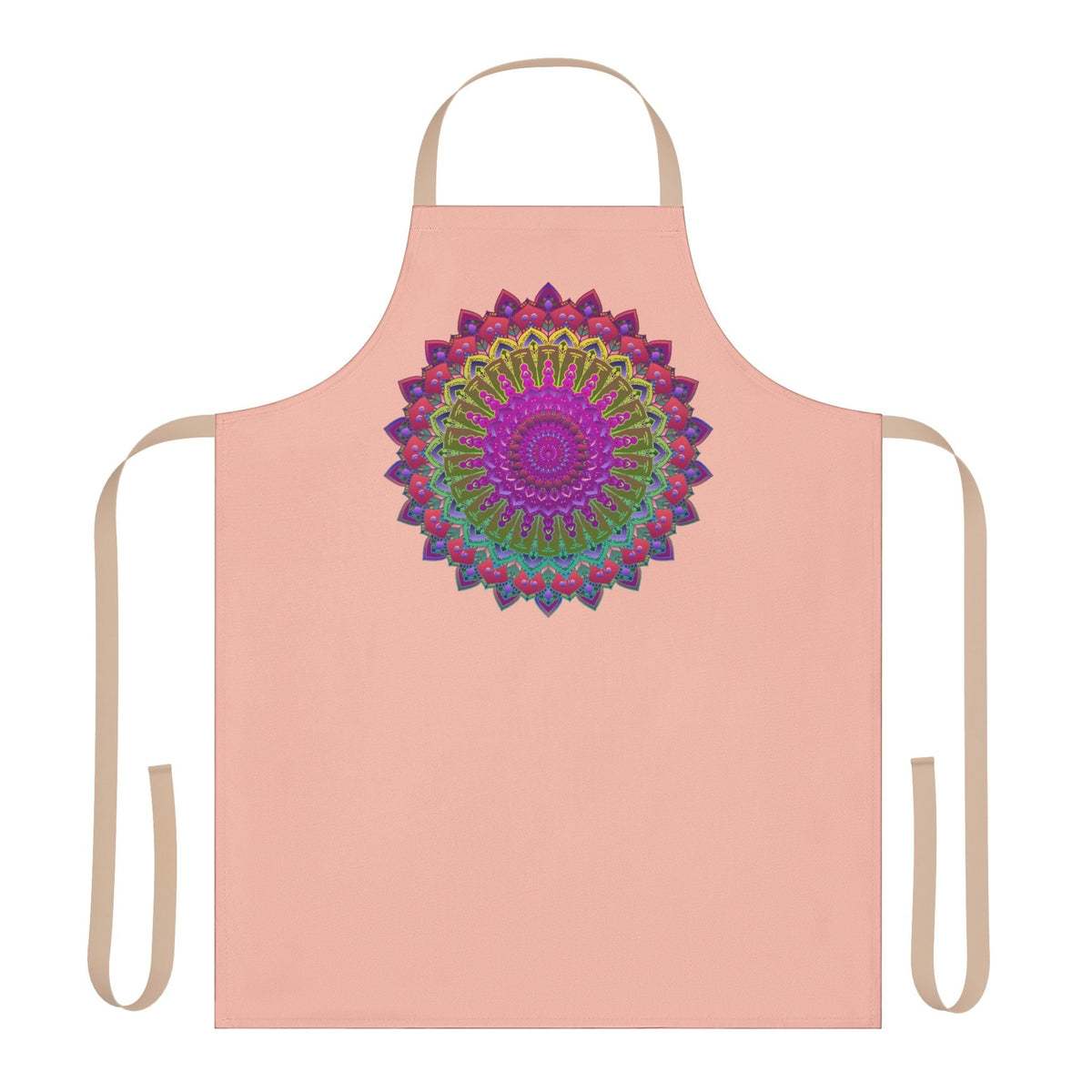 Mandala Art Apron - Peach & Black All Over Prints - Blululi