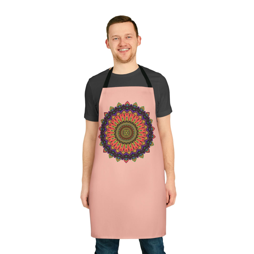 Mandala Art Apron - Peach & Black All Over Prints - Blululi