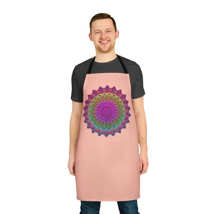 Mandala Art Apron - Peach & Black All Over Prints - Blululi