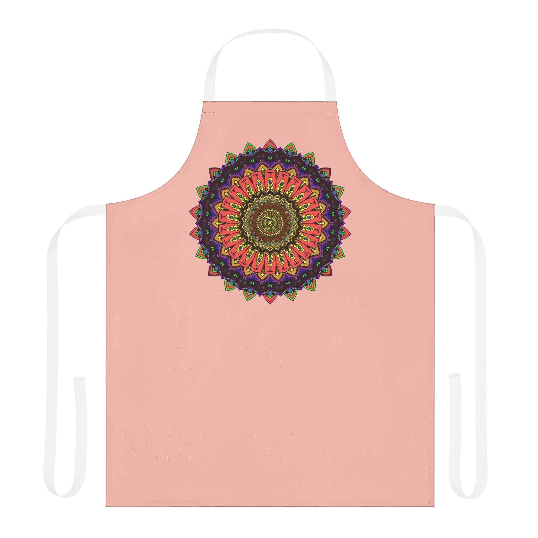 Mandala Art Apron - Peach & Black All Over Prints - Blululi