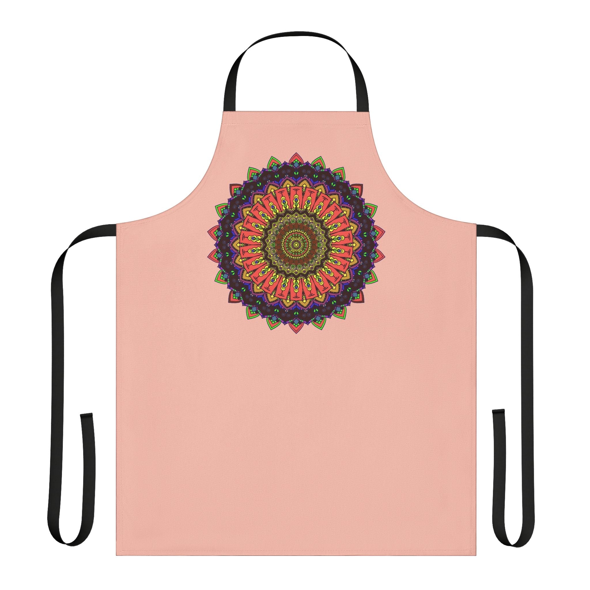 Mandala Art Apron - Peach & Black All Over Prints - Blululi