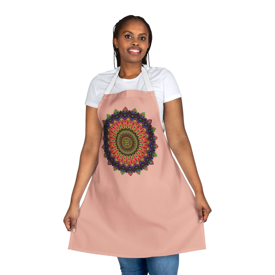 Mandala Art Apron - Peach & Black All Over Prints - Blululi