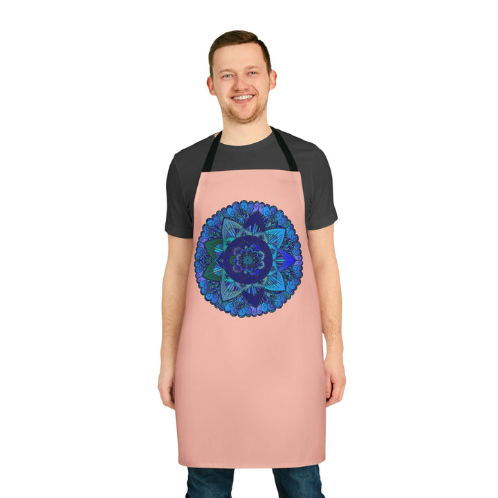 Mandala Art Apron - Peach, Blue & Purple All Over Prints - Blululi