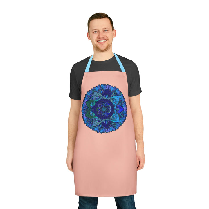 Mandala Art Apron - Peach, Blue & Purple All Over Prints - Blululi