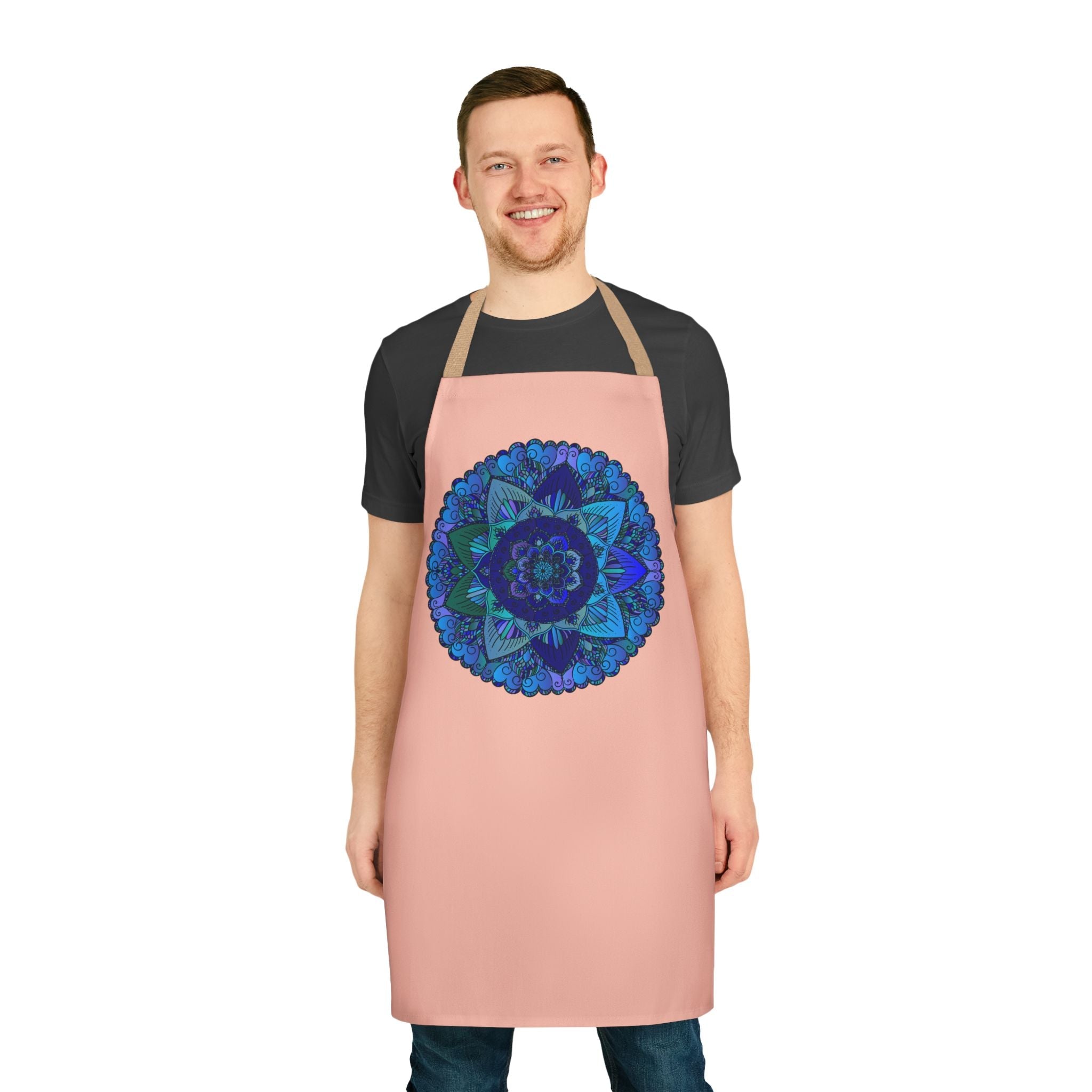 Mandala Art Apron - Peach, Blue & Purple All Over Prints - Blululi