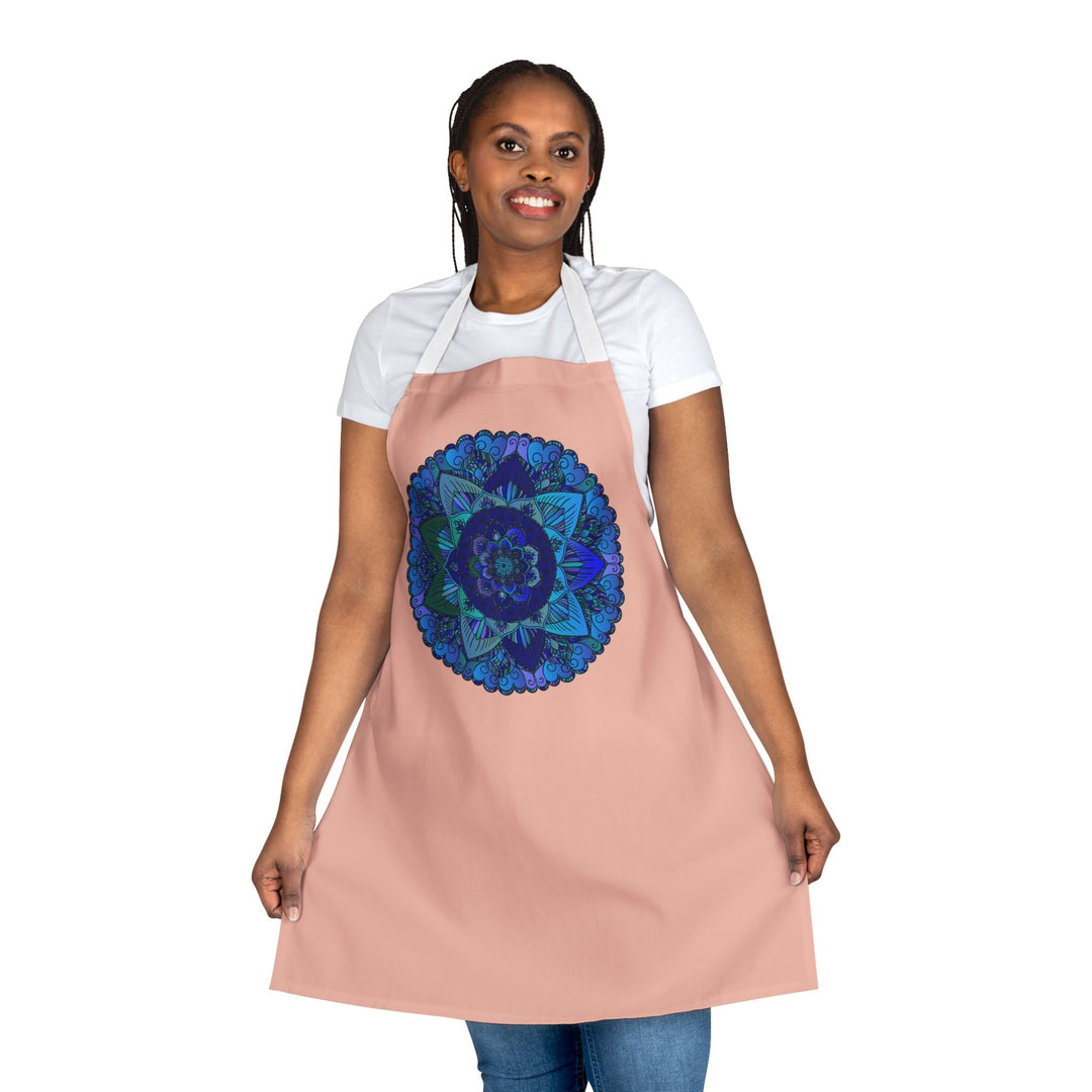 Mandala Art Apron - Peach, Blue & Purple All Over Prints - Blululi