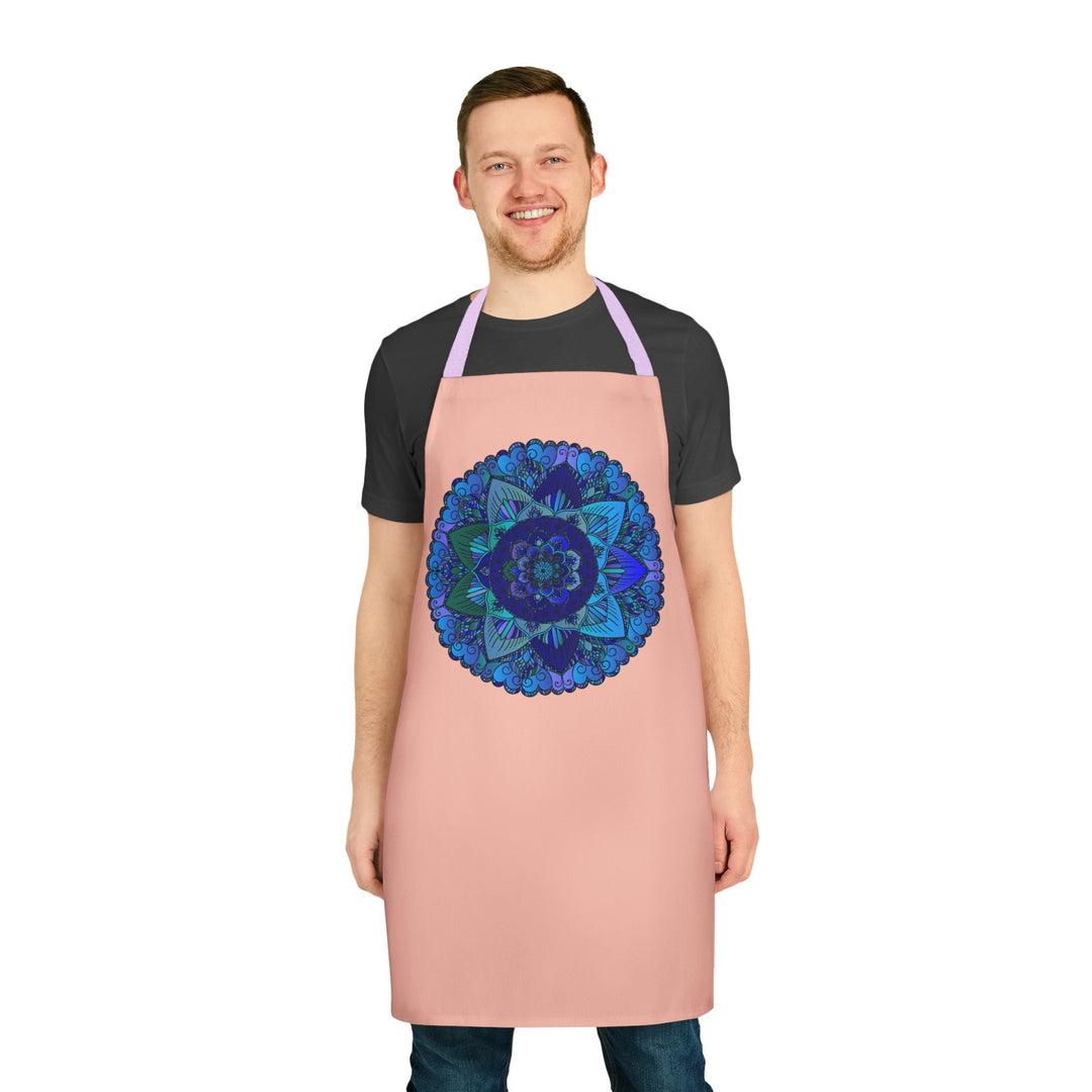 Mandala Art Apron - Peach, Blue & Purple All Over Prints - Blululi