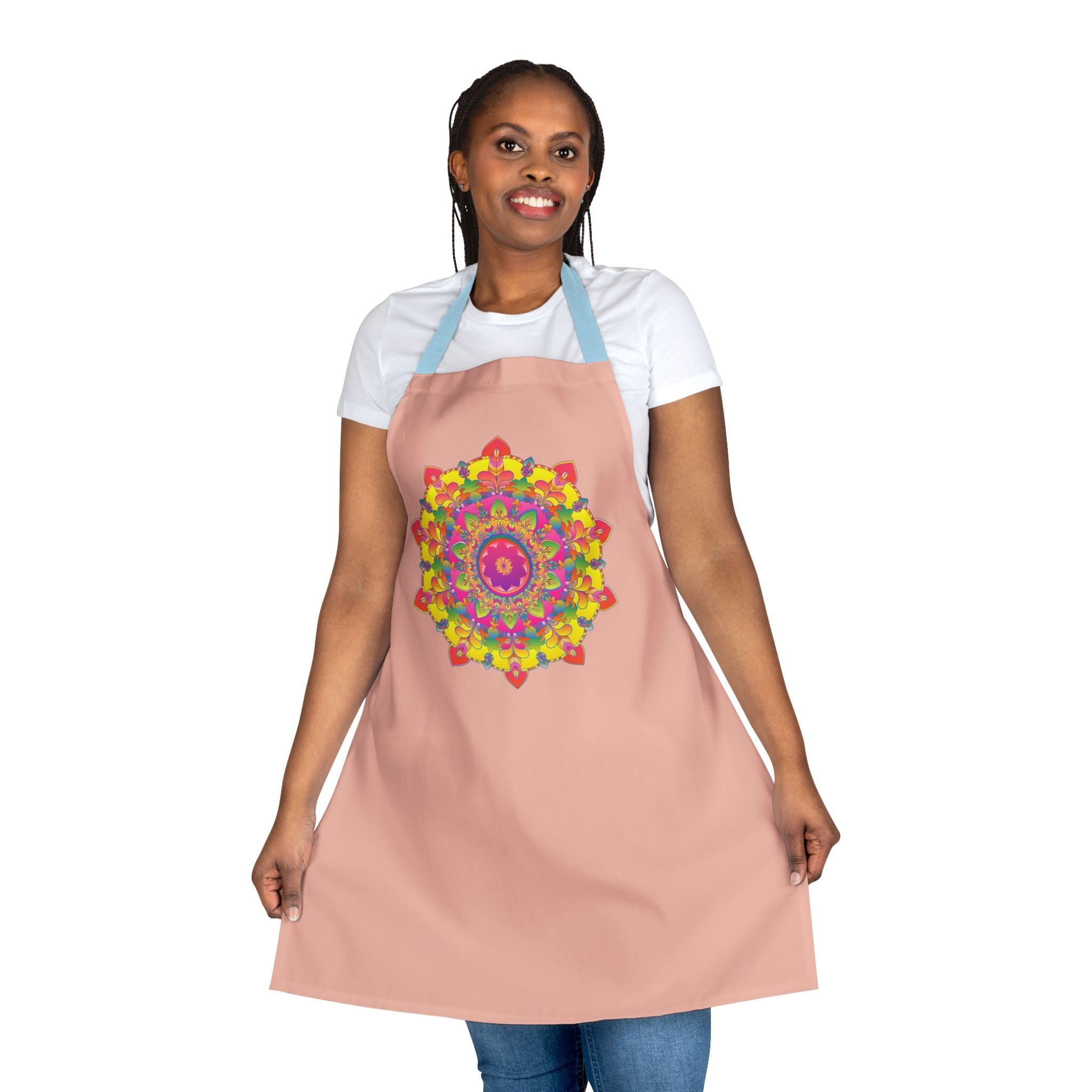 Mandala Art Apron - Peach & Colorful All Over Prints - Blululi